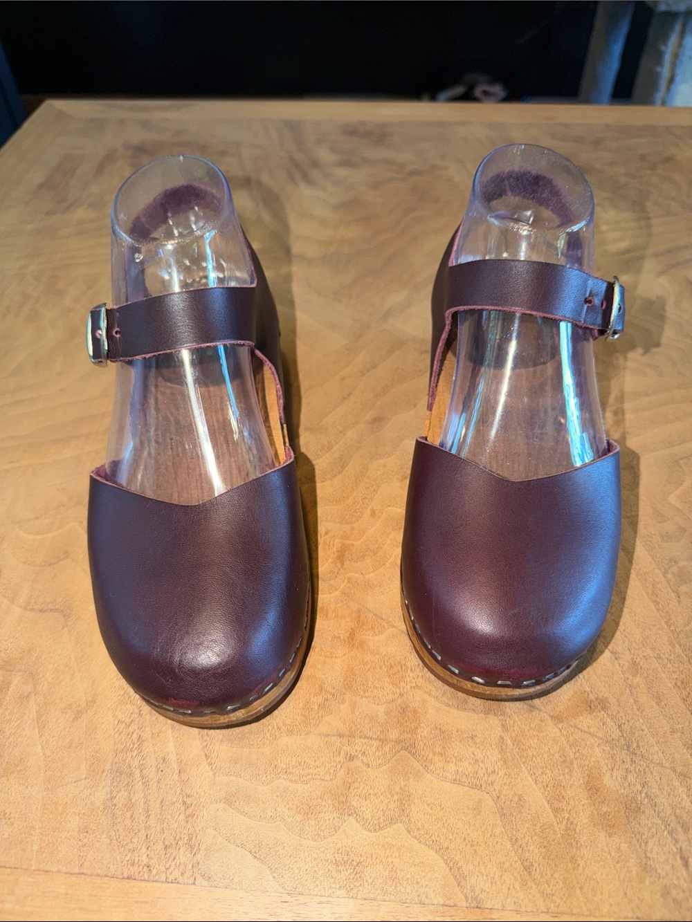 MIA Sofie Wooden Sandals Size 37 Wine - Picture 3 of 8